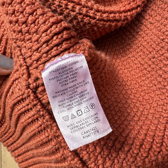 Cropped Rust Orange Knit Zip-Up Sweater - Picture 5 of 7